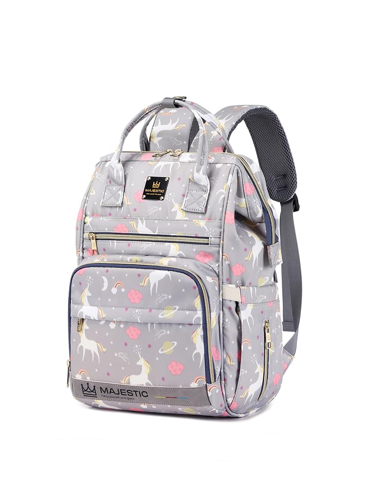 "Diaper Bag Backpack - Waterproof, Stylish, Multi-Function, Large Capacity Travel Maternity Baby Nappy Changing Bag - Majestic 138 - Grey"