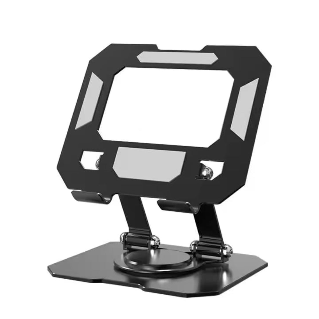 KRESHU Metal Ergonomic Rotation Portable Tablet PC Stand | Foldable Adjustable 360 Rotating Desktop Ipad | Phone | Tablet Holder for Office | Home Shelf | Bed | Car (1-Pcs)