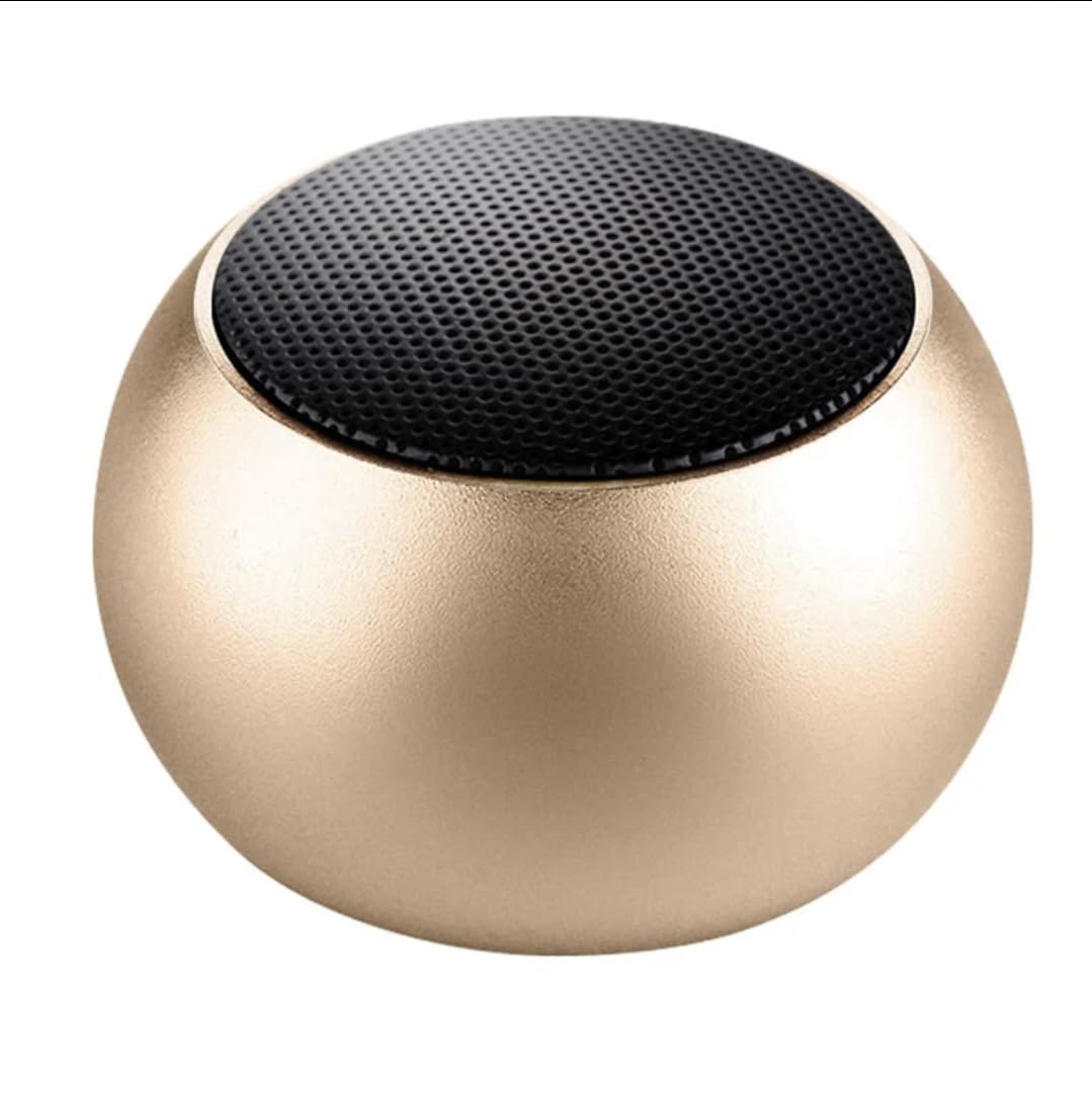 M4 Portable Wireless Bluetooth Speaker with Micro SD Chip and Rechargeable Battery for Phones and Tablets, Great Loud Sound, Lightweight Design with Type-C Cable, Volume Up/Down (Gold)