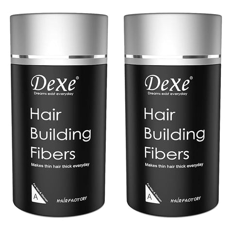 eAmaze Classic Necessity Easy to Use Lose Hair Building Fibres 22g Black (Pack of 2), Thick Hair, Instant Results, Plant and Cotton based Fibers, For Men and Women