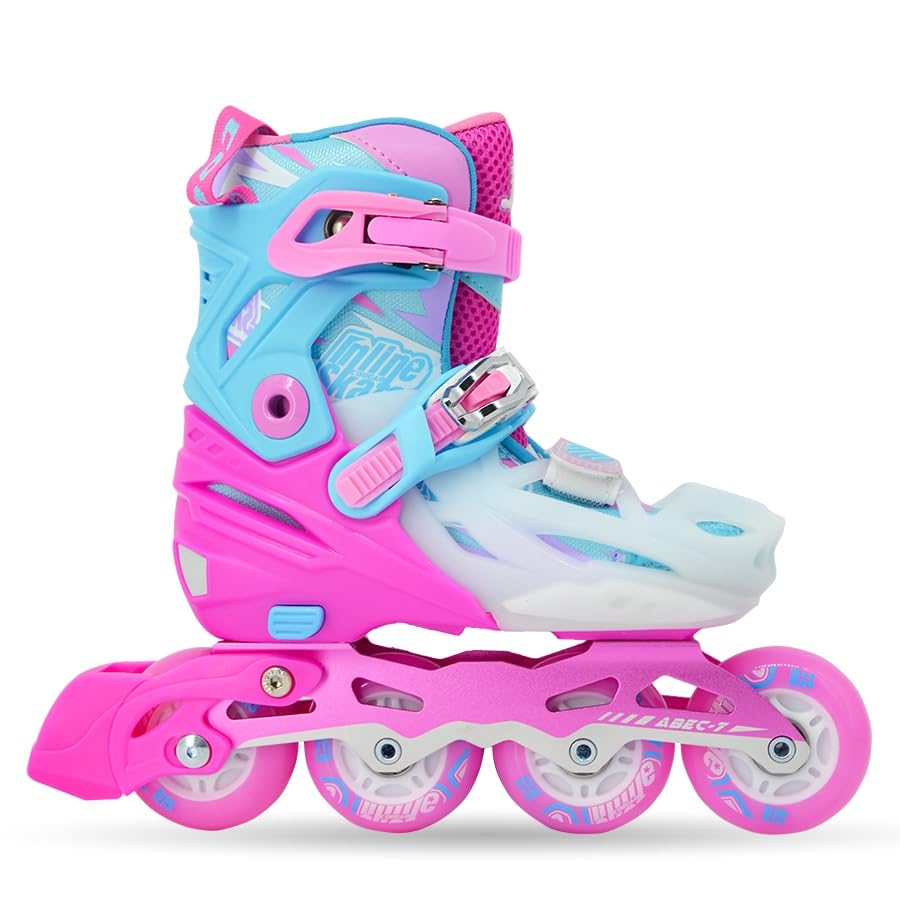 Cougar Roller Skates for Boys,Girls,Beginners,Adults,Adjustable PU 4 Wheels Light Up Wheels for Girls,Outdoor,Indoor,333,Pink,Size:32:35