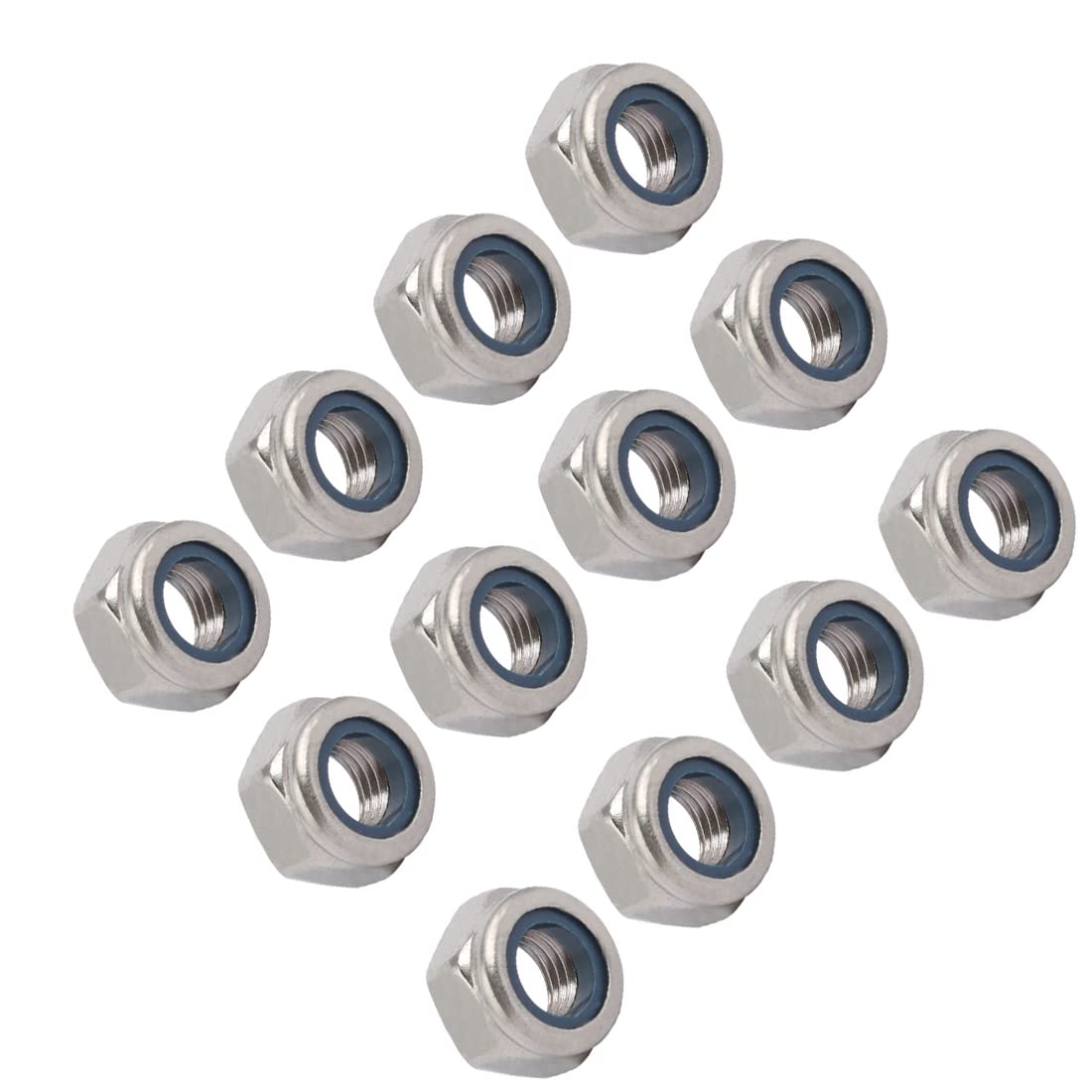 PATIKIL M10x1.25mm Metric Pitch Fine Wire Nuts, 12pcs 304 Stainless Steel Hex Lock Nuts