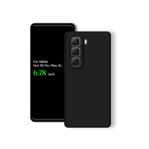 For Infinix Hot 50 Pro Plus 4G Silicone Back Color Cover, Camera Protection From Shocks From TPU Compatible with Infinix Hot 50 Pro Plus 4G (6.78") (Black)