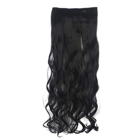 Fashion fluffy long curly Hair Extension dark black