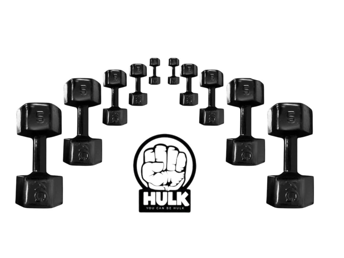 Shiny Rubber Dumbbells Set - 10 Pieces, Total 30 kg, Assorted Weights (5kg, 4kg, 3kg, 1kg)"