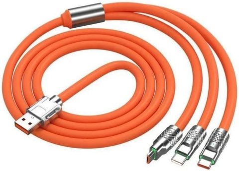 3 in 1 Fast Charging USB Cable 120W 6A for Smartphones Fast Charging Cable with Type-C Port and Micro Port for Power Bank