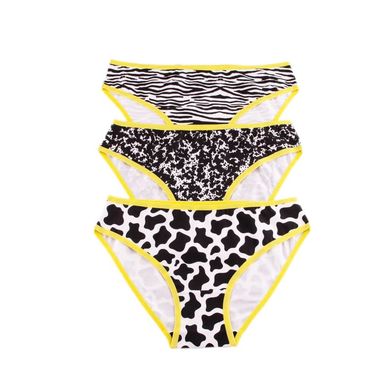 Milk Multicolor Pack of 3 Printed Bikini Underwear For Women Size XXXX-Large - M-322-BK-4XL
