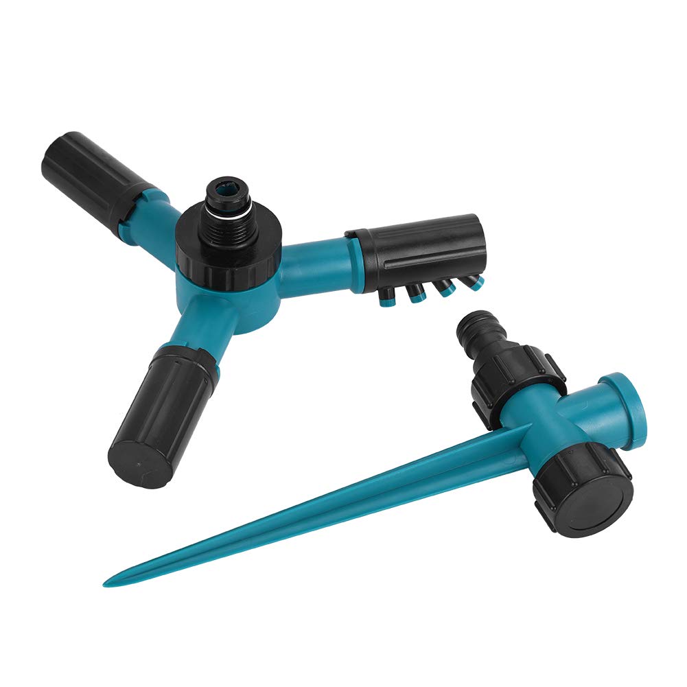 TOPINCN Lawn Sprinkler Adjustable Automatic 360¡ã Rotating 3 Arms Garden Watering Irrigation Tool Outdoor Large Coverage Area with Ground Spike
