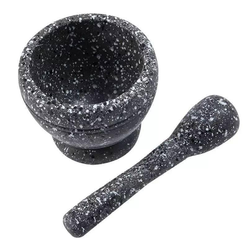 Generic Effect Mortar and Pestle Set, Black and White Speckled, Kitchen Grinding Tool .ni