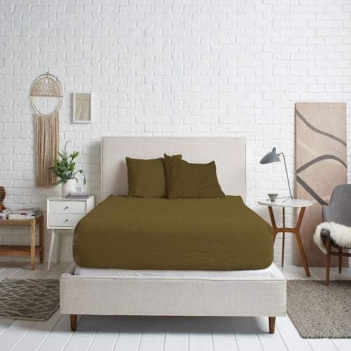 Tigers Trade Lines Queen Size, Cotton,Solid Pattern, Brown - Fitted Sheets