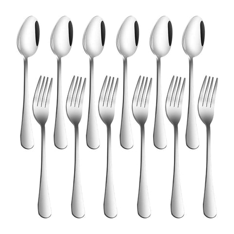 Naplion Dinner Forks and Spoons Stainless Steel, Heavy Duty Cutlery Set, Kitchen Silverware Tableware Set 12 Pieces Silver