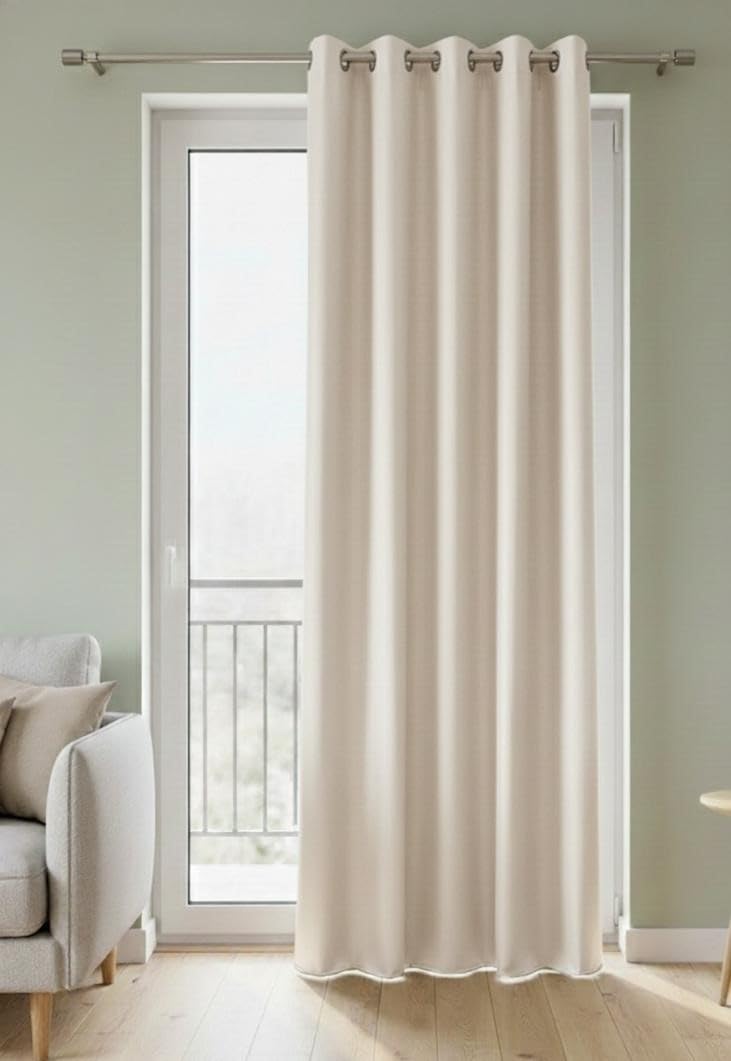 Luxury Curtains - Hammer Fabric Imported - Elegant Curtains - Grommets - Soft Velvet Texture - 250W x 280L CM (Off White)