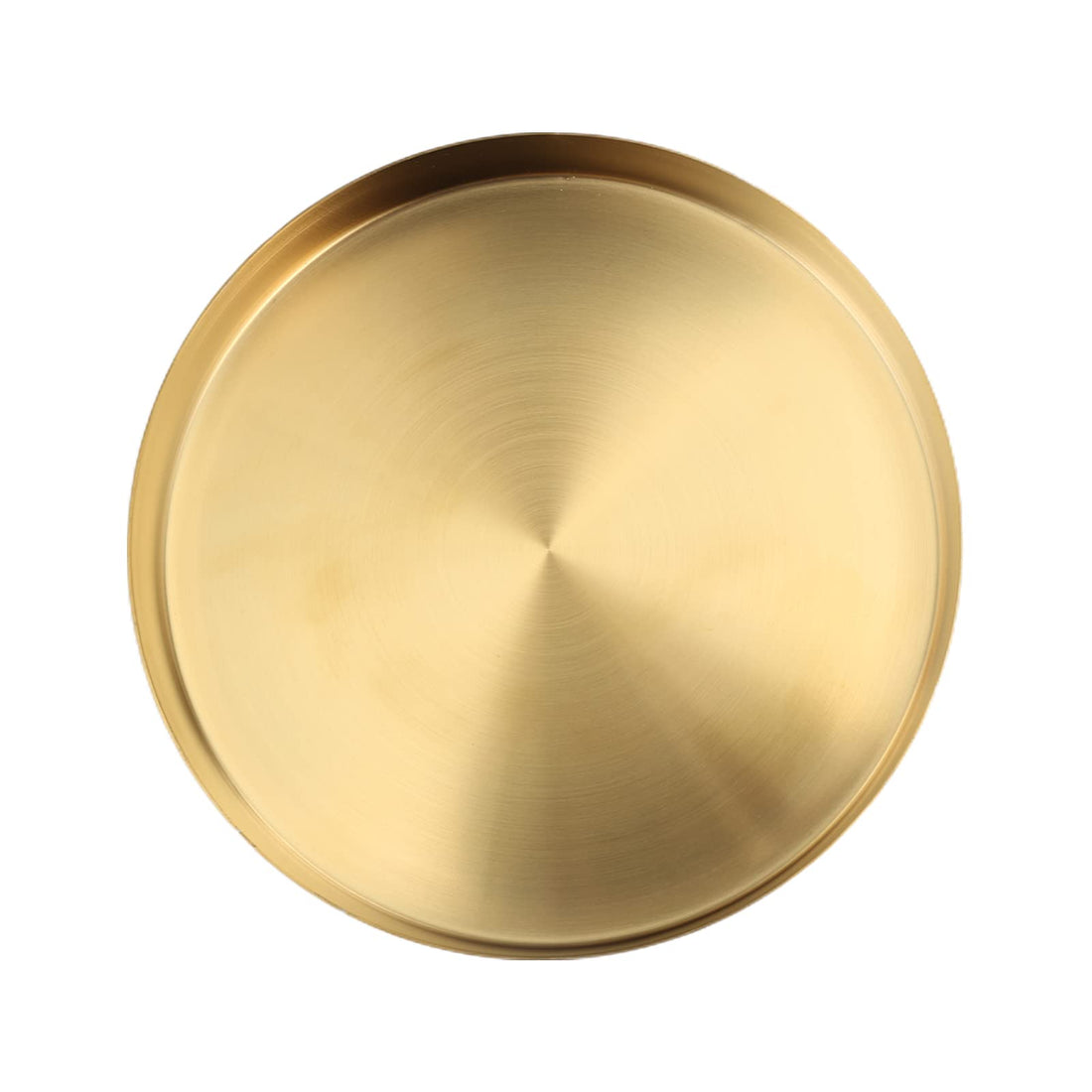 Gold Round Tray Decorative Plate, Drinks Tray, Stainless Steel Serving Tray Metal Organizer Plate for Makeup, Jewelry, Tea, Coffee, Drinks, Toiletries, Kitchen Tableware(Large)
