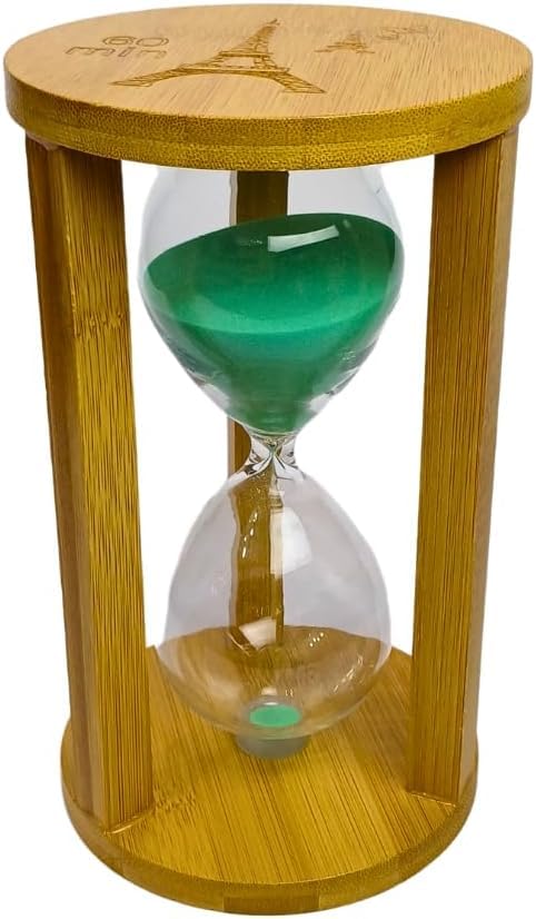 Hourglass 60 Minutes Glass and Wooden Frame