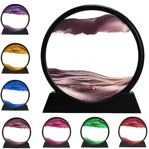 3D Hourglass Sand Clock - Deep Sea Simulation Round Glass Moving Sand Art Decor for Home or Office - Luxury Flowing Sand Frame for Calm and Focus (coffee)
