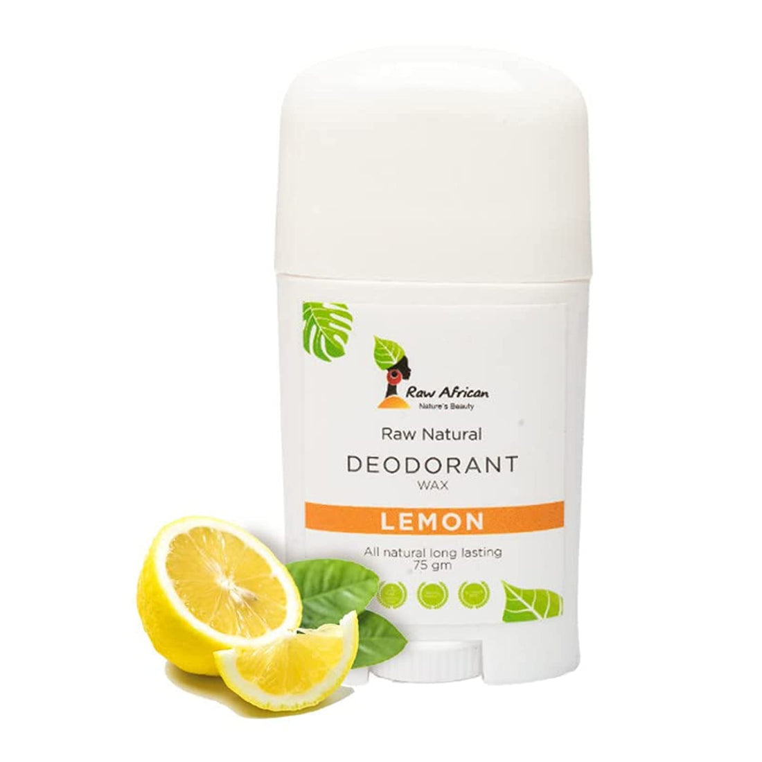 Raw African | Natural Deodorant | Long Lasting | Bees Wax | Aluminum Free | No Harsh Chemicals | No Clogged Pores | Shea Butter | Coconut Oil | Lemon | 75gm