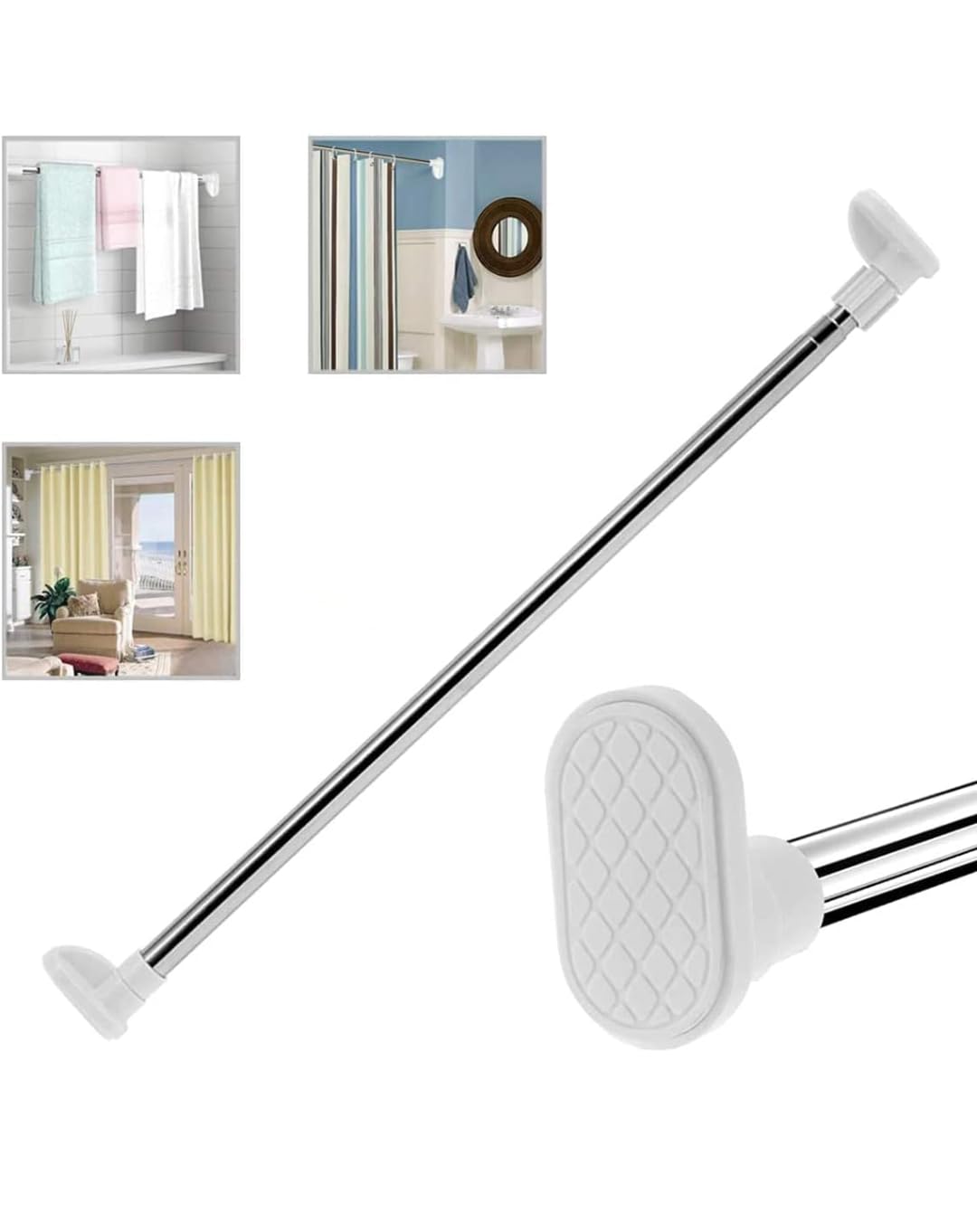 Shower Curtain Rod and Other Items (Extendable) from 135 to 250 cm, Stainless Steel Screwless