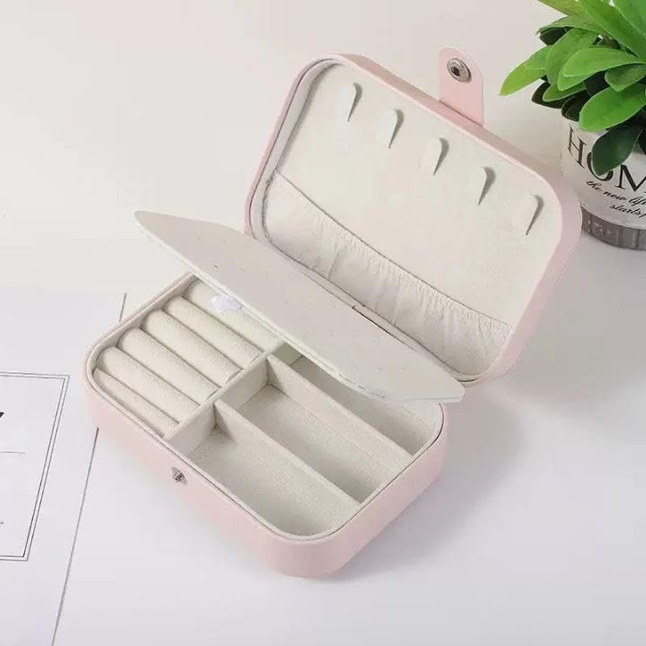 Next Store Portable Jewelry Storage Box, Small and Light, Perfect for Earrings Necklaces Rings Portable Stylish Design for Travel and Daily Use (Pink)