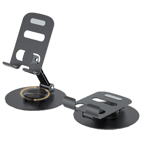 360°Rotating Phone Holder for Desk, Portable & Foldable Cell Phone Stand for Office & Kitchen, Adjustable Tablet Stand for All Mobile Phones, iPhone, iPad (Black)