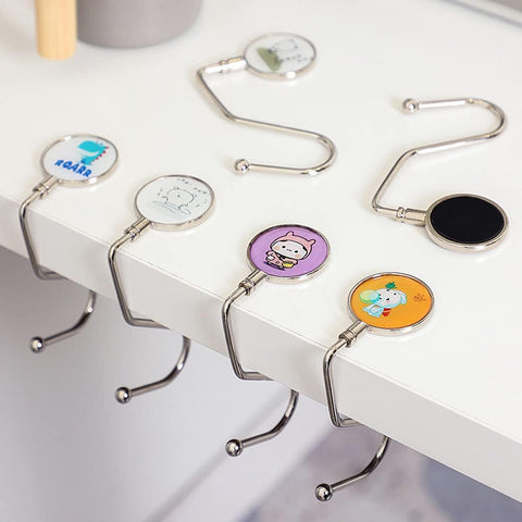 Portable Folding Bag Hook Hanger 1 piece Purse Handbag Holders Foldable Table Hook Women Handbag Organizer Office Desk Side hook (1)
