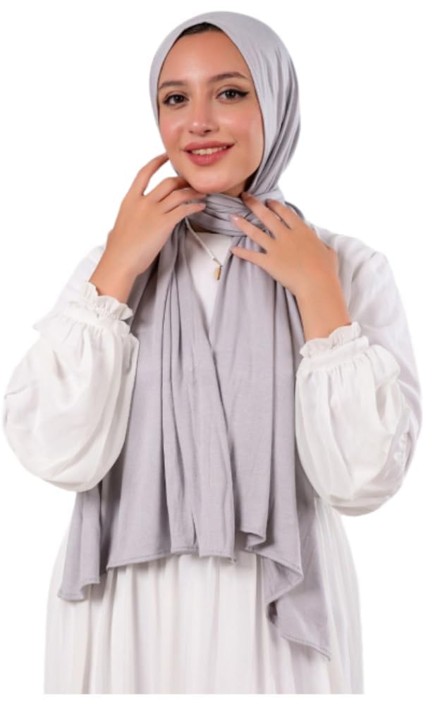 Plain Gel Veil Hijab – Premium 100% Egyptian Cotton with Lycra, Size 63 × 170 cm, Lightweight & Breathable Solid Scarf for Women