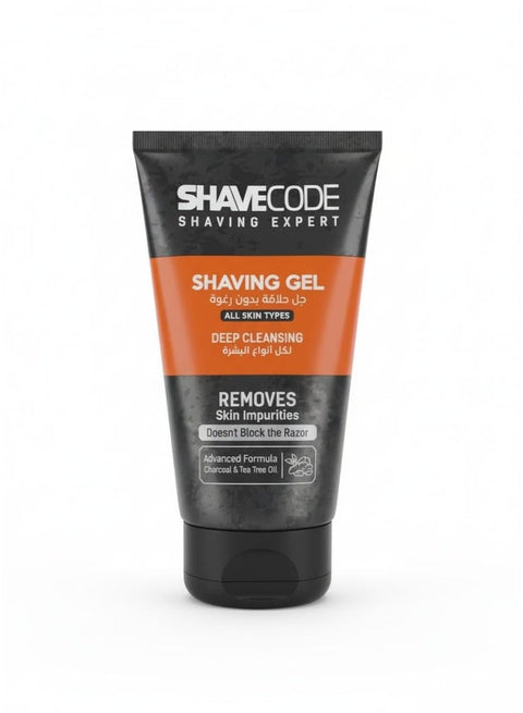 Ultra Smooth No-Lather Shaving Gel for All Skin Types 150ml, Dual Formula with Charcoal and Tea Tree Oil for Deep Cleansing and Protection from Scratches and Irritation