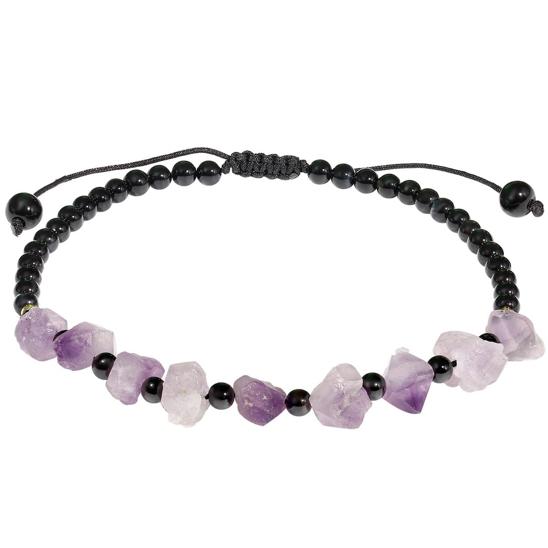Lava Rock Raw Amethyst Crystal Anklet Crystals and Gemstones Essential Oil Diffuser Ankle Bracelets for Women Spiritual Beach Foot (Black Agate)