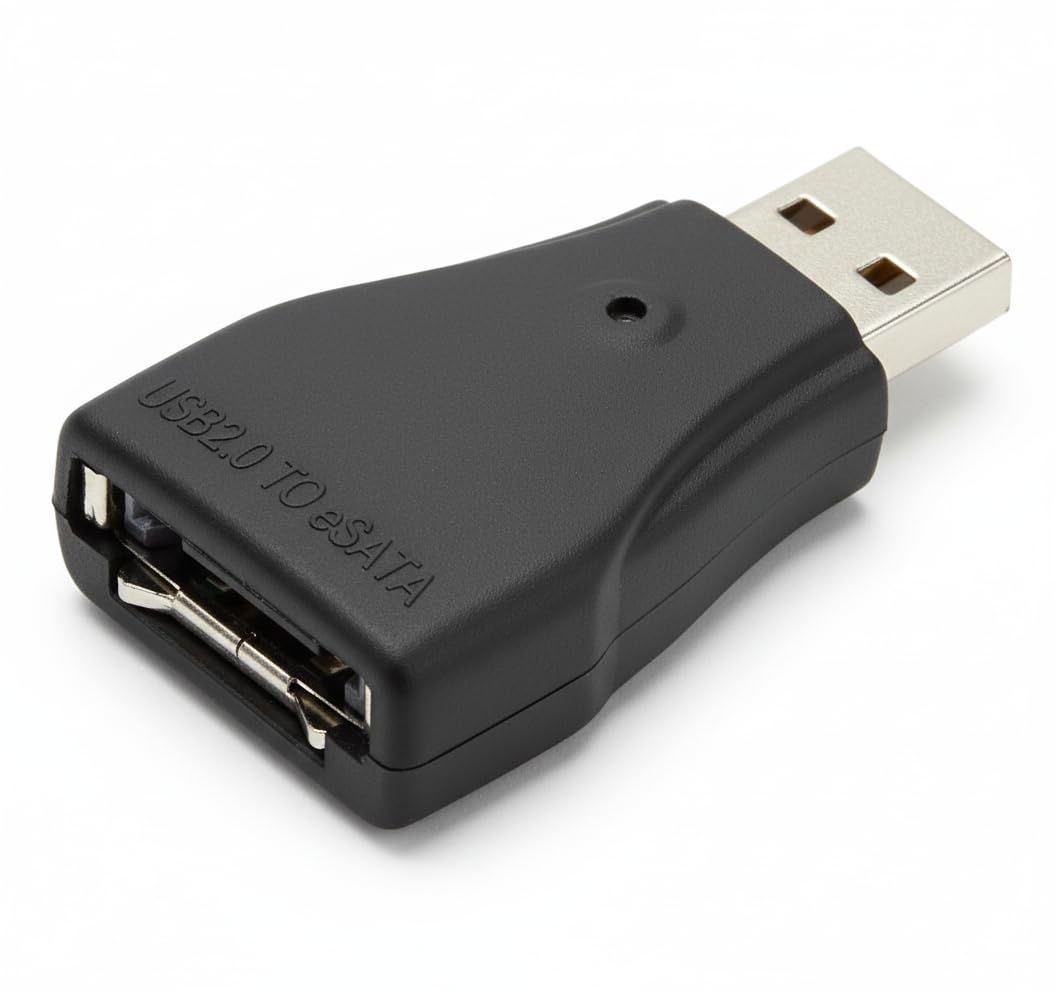 USB 2.0 to eSATA Adapter Converter – High-Speed External Hard Drive Data Transfer Link – Compact Plug & Play Connector for SSD/HDD