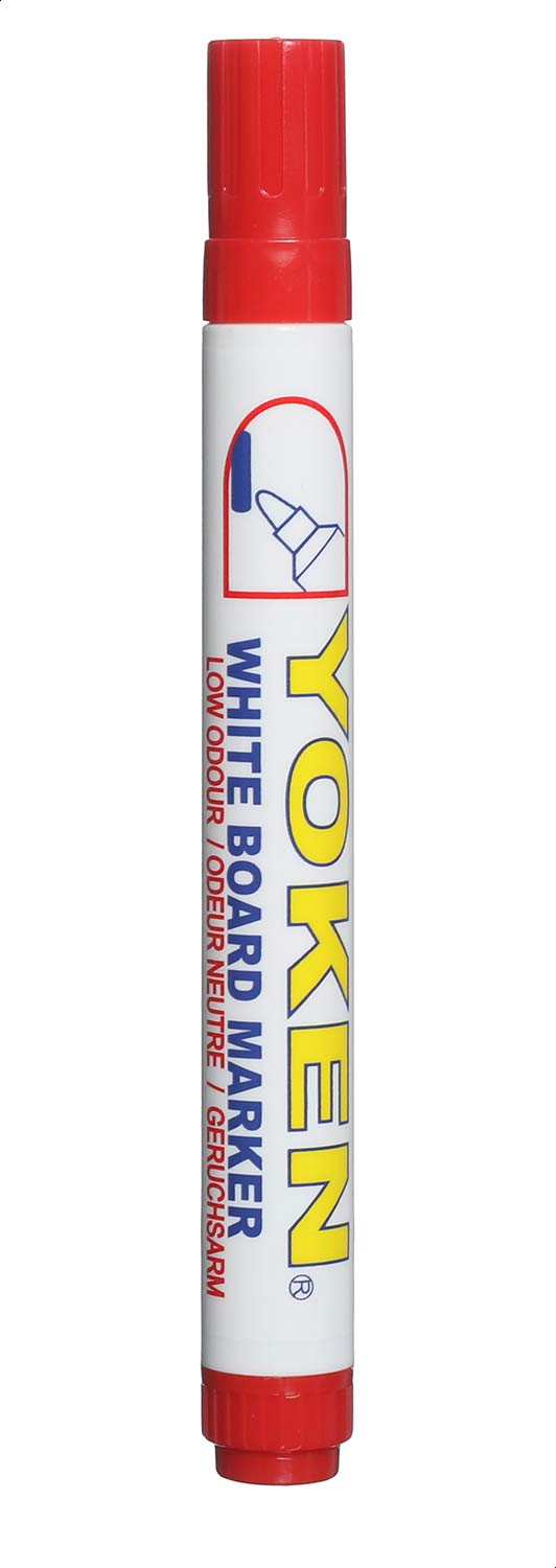 Yoken WB21 Bullet Tip Whiteboard Marker, Red