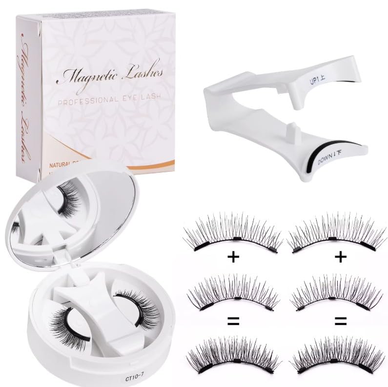 Magnetic Eyelashes with Applicator Daily Wear Reusable Magnetic Eyelashes Natural Look No Glue Needed Magnet Lashes Soft with Applicator Easy to Apply and Remove (N5)