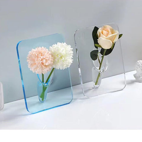 Modern Transparent Acrylic Flower Vase and Stand for Home and Office Decor, Elegant Aesthetic Centerpiece for Living Room, Salon, and Gift Giving