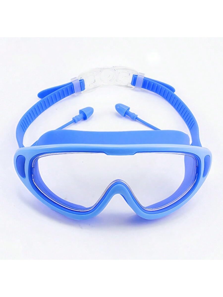 Next Store Large Frame Swim Goggles with Built-in Ear Plugs – Anti-Fog and Waterproof, Full Comfort and Protection for Swimmers (Blue)