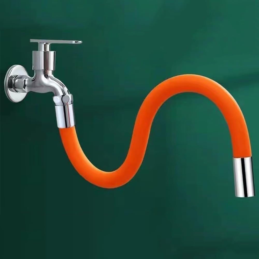 Flexible Faucet Connector 50cm Metal and Silicone – 360 Degree Rotation to Direct Water in Every Direction – Easy to Install Perfect for Family Kitchens and Bathrooms