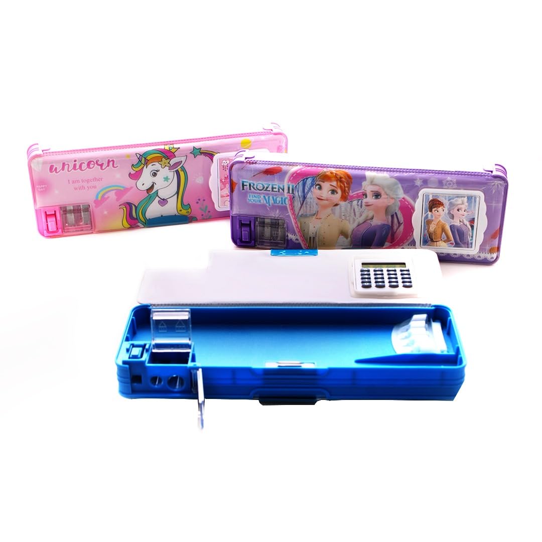 Belal C-5337 Magnetic Pencil Case with Drawers, Calculator and Sharpener Set, Assorted