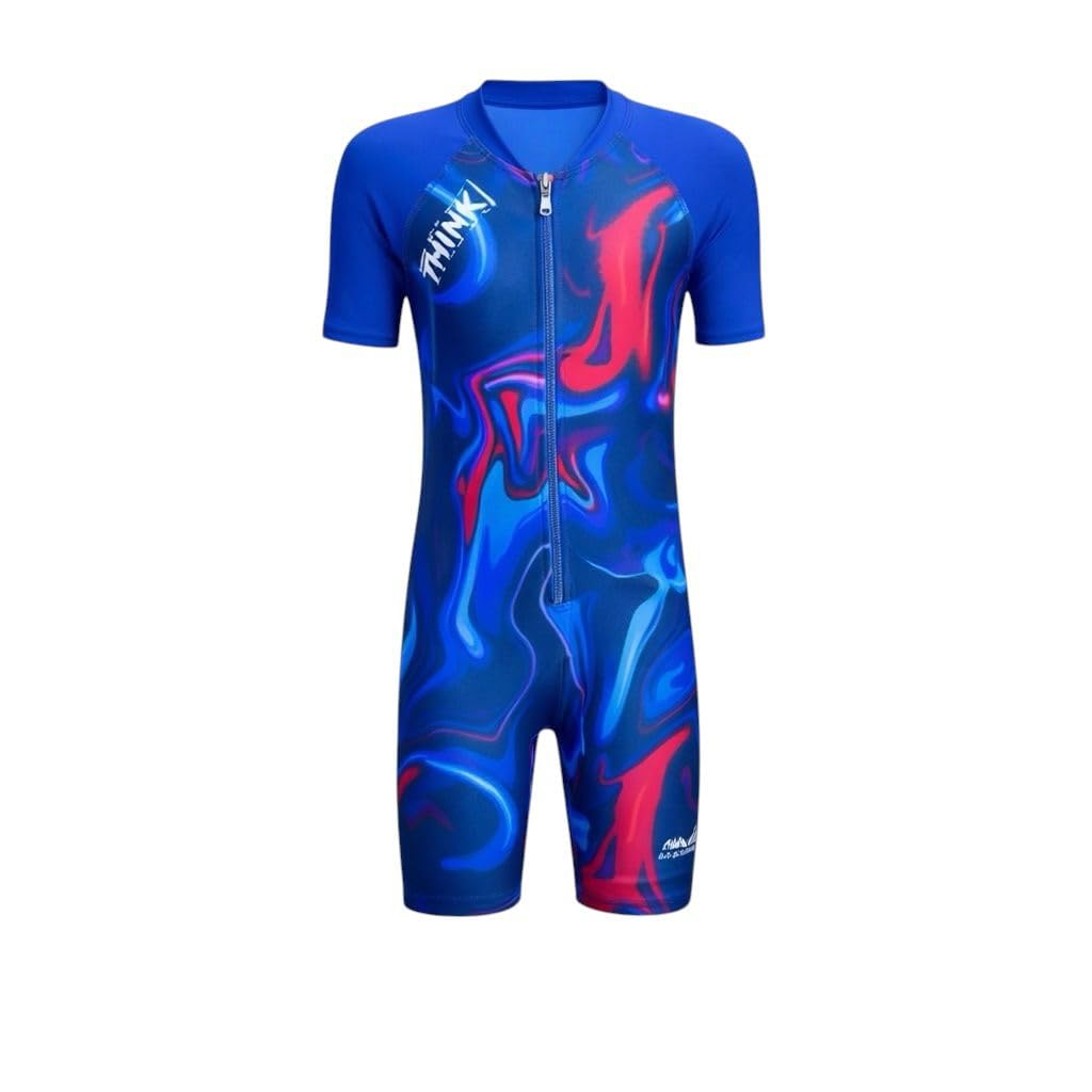 Boys Swimsuit, Quick Dry Fabric, Blue, Sea & Pool, Sports Design, UPF 30 Protection, Medium, Kids