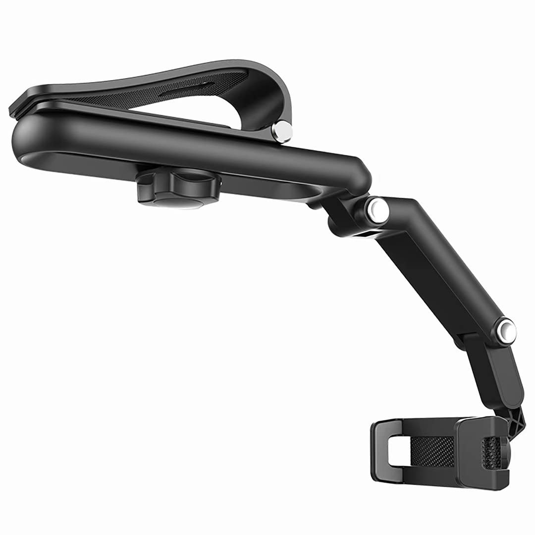 Car Phone Holder for Sun Visor, 1080° Rotatable and Foldable Dashboard Phone Holder for Car, Universal Adjustable Spring Clip Car Cell Phone Stand for All Phone, Car Accessories Black