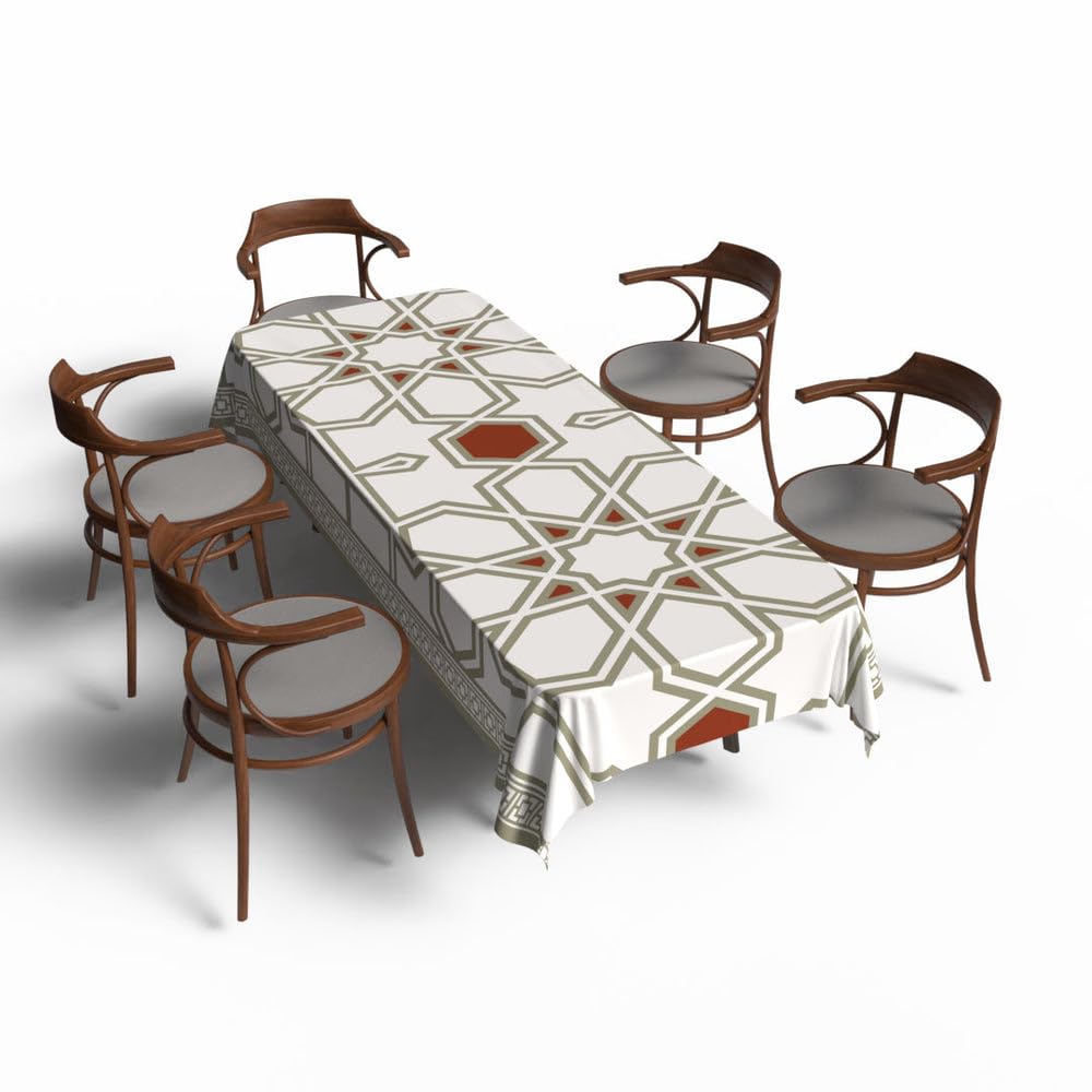 ARTMOOD HOME Tablecloth, Waterproof Durable Polyester Fabric, Rectangular, Dust-Proof, Machine Washable, Soft Touch, Perfect for Dining Tables, Kitchens, and Events - Nijma - 140W X 300L CM