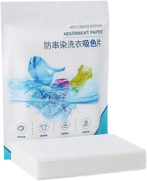 Laundry Sheets - White color catcher cloths for washing machines that absorb loose dyes and dirt to prevent staining clothes, one pack included for effective fabric care (100PCS)