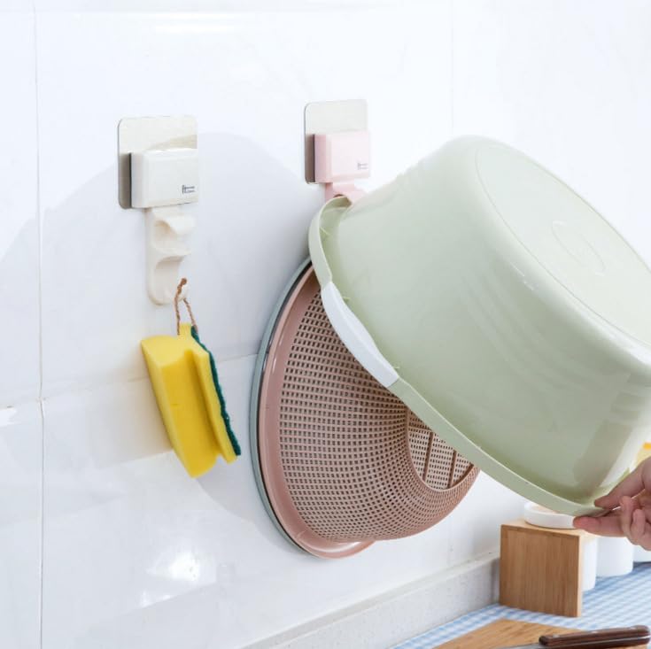 Multi-Functional Kitchen Wall Dish Rack with Adhesive Towel Hook for Easy Drying and Organizing Plates Towels Space-Saving Holder for Home Use