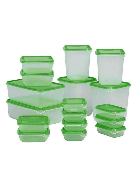 17 Piece Food Storage Container With Lids Storage Box Set Meal Prep Microwave Safe Modernlook Green Clear