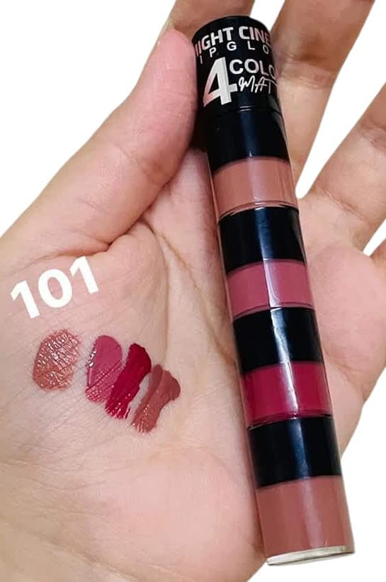 101- Might Cinema Lip Gloss 4 * 1 Long Lasting Matte Rouge No. 101