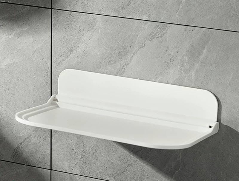 Generic Wall-Mounted Acrylic Bathroom Shelf, Double-Sided Movable Design for Towels and Accessories, White, .sa