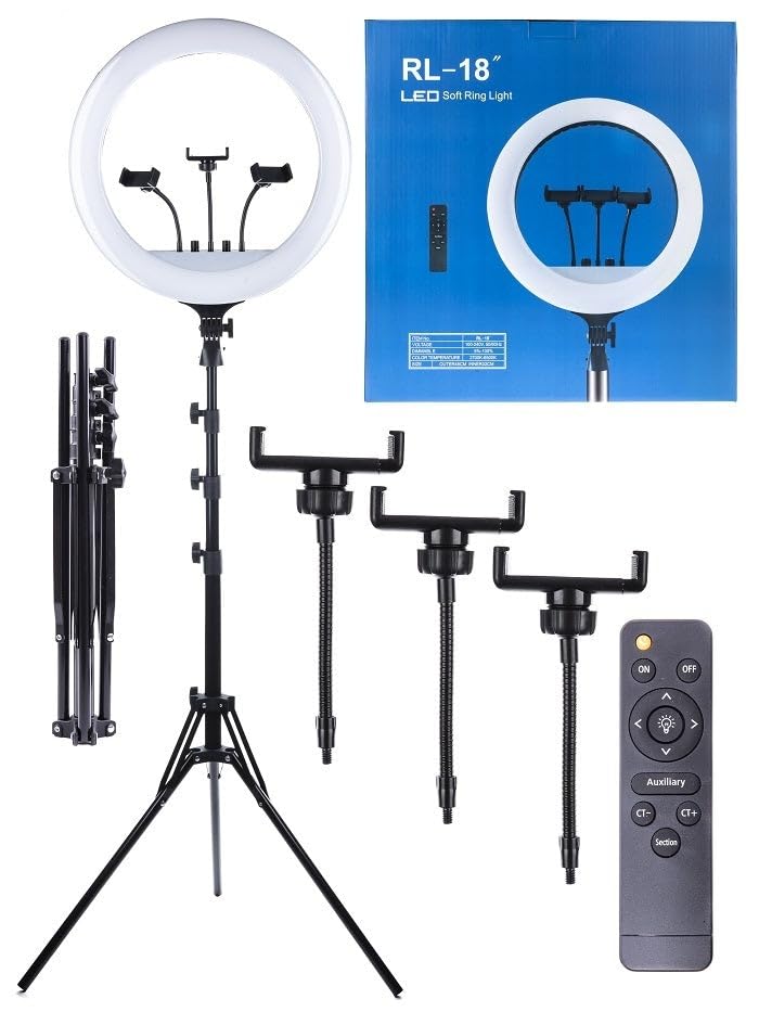 10-inch LED Ring Light with Tripod Stand, Phone Holder, Bluetooth Remote, Multiple Colour Modes, USB-Powered, for Photography and Streaming