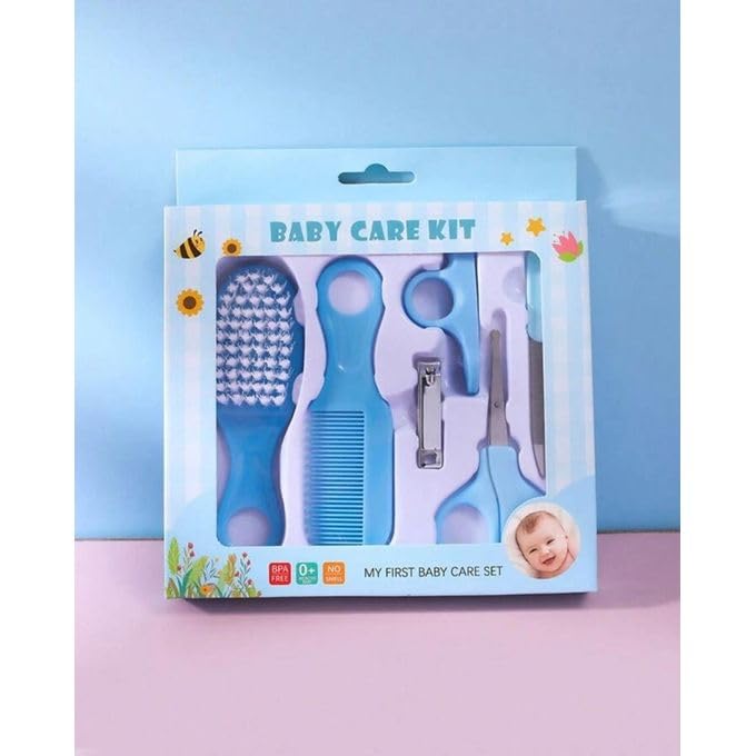 Baby Care Set, 6 Piece Baby Daily Care Essential Care Set, Newborn Baby Nail Care Kit for Baby Health Care and Personal Care, m11 (Blue)