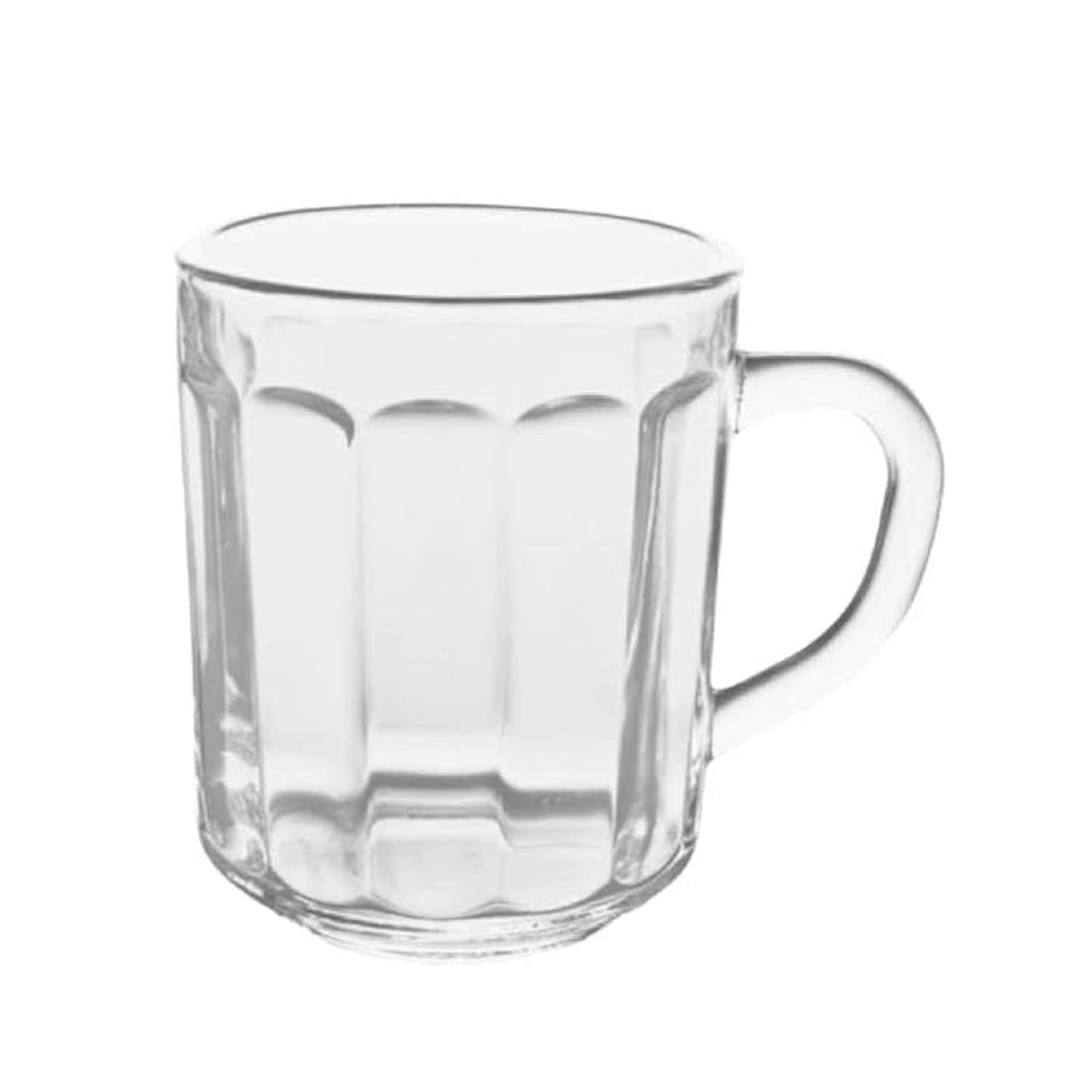 Portal Glass Ribbed Mugs for Coffee, Tea, Cappuccino - Glass Drinking Mugs with Handle - Pack Of 1