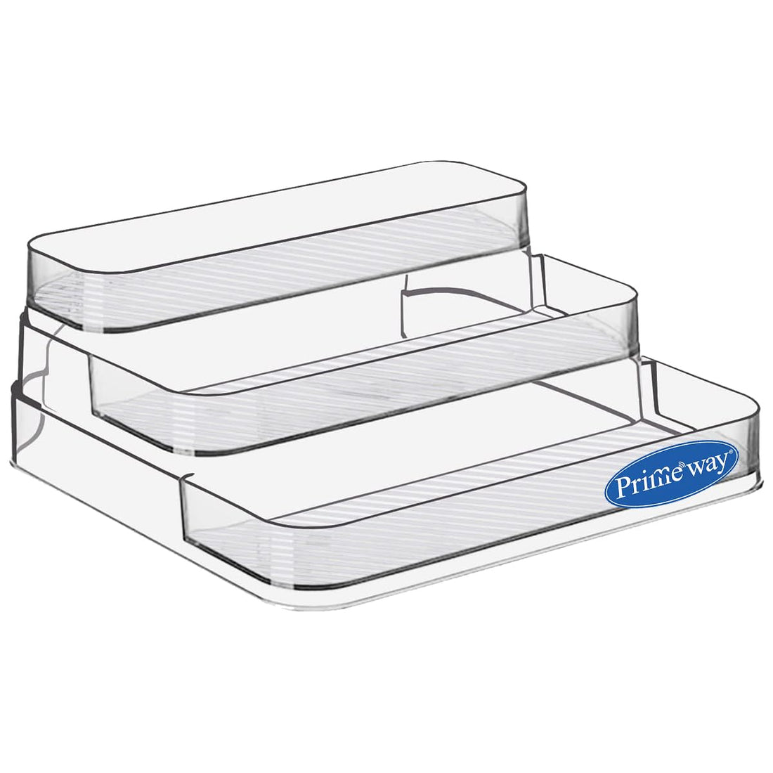 Primeway® Plastic 3 Tier Spice Kitchen Rack | Cabinet Organizer | Pantry Countertop Rack | Bathroom Shelf | Office Desk Organizer | Fridge | Storage Rack | 26.7x24.7x10.3cm (3 Step 26.7cm Clear)