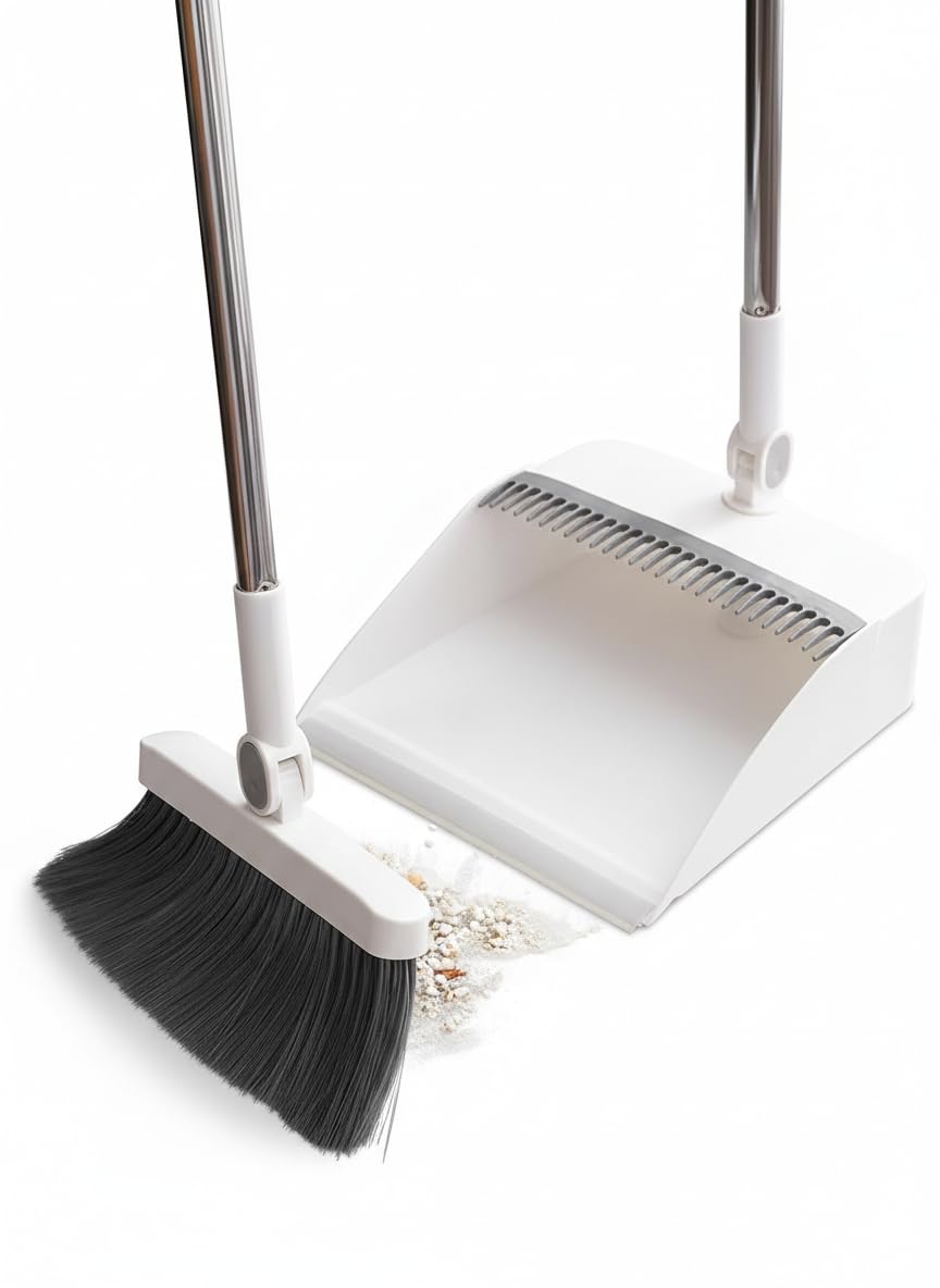 Self Dustpan with Broom Designed for Hanging – Handy Cleaning Kit to Reach Even Tightest Spaces Easily Small