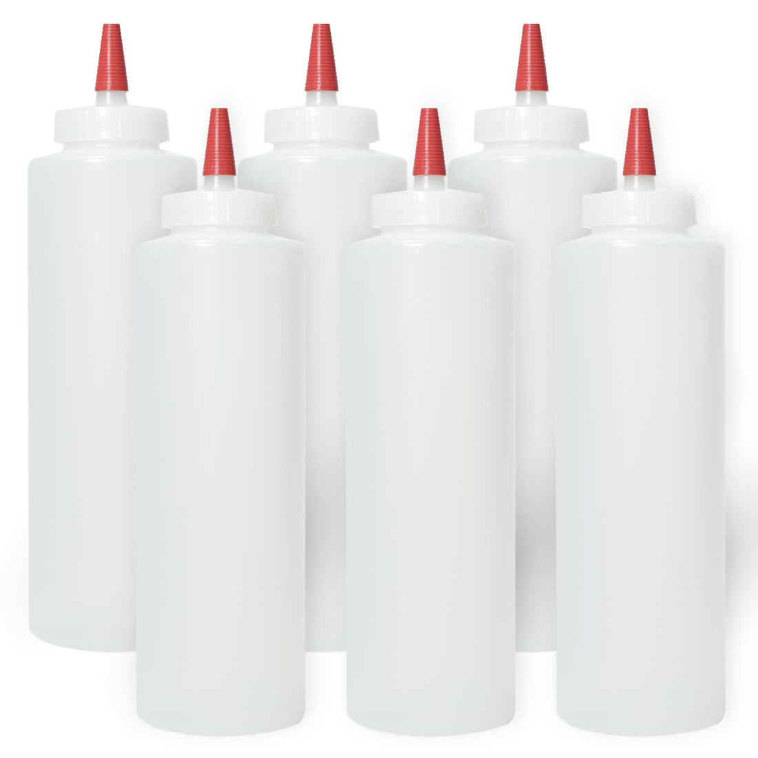 Pinnacle Mercantile Condiment Squeeze Bottles 16oz Wide Mouth Empty Squeeze Bottle Set with Red Tip Leak Proof, BPA Free - Squeeze Bottles for Sauces, Oils, Arts Crafts 60 Pack