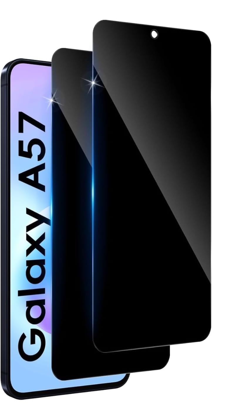 Privacy Screen Protector Compatible with Samsung Galaxy A57, Anti-Spy Film, [Scratch Resistant Cover] High Hardness.Scratch Resistant.Tempered Glass, Support Screen Fingerprint, 2 Pack