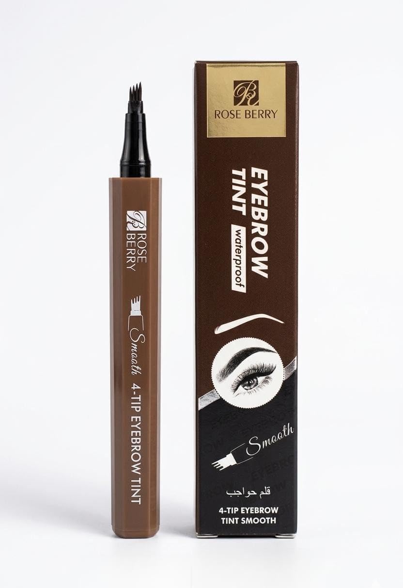 Eyebrow Pencil with Four Precision Tips, Long Lasting Permanent Formula, Natural and Defined Eyebrows, Daily Use (Dark Brown, Round)